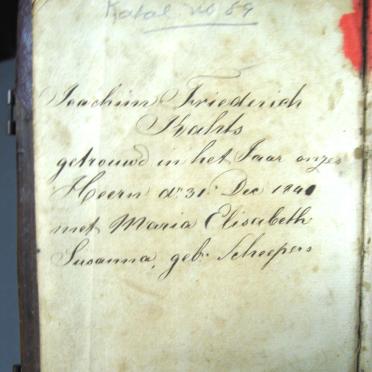 KAHTS Joachim Friederich en Maria Elisabeth Susanna SCHEEPERS, getroud 1840