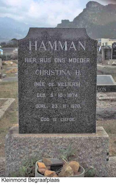HAMMAN Christina H. nee DE VILLIERS 1874-1970