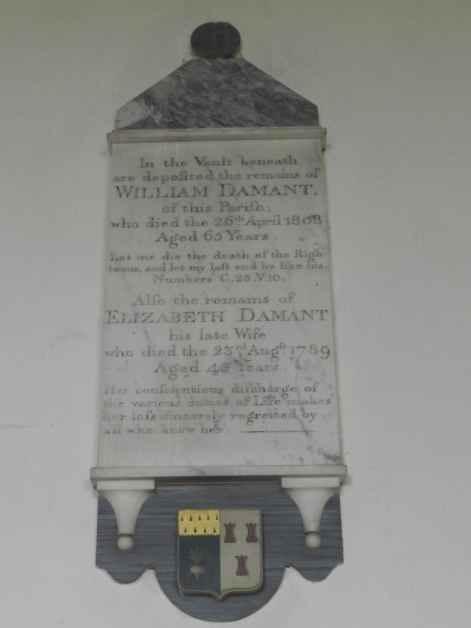Lammas, St.Andrew's Church, MI for William DAMANT & Elizabeth CASTELL