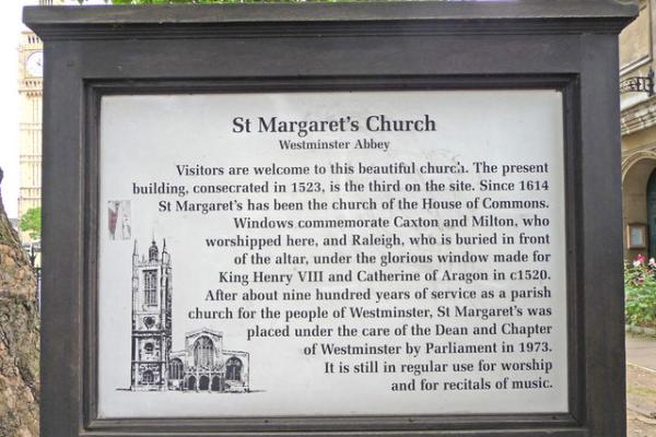 St.Margaret of Antioch, Westminster Plaque