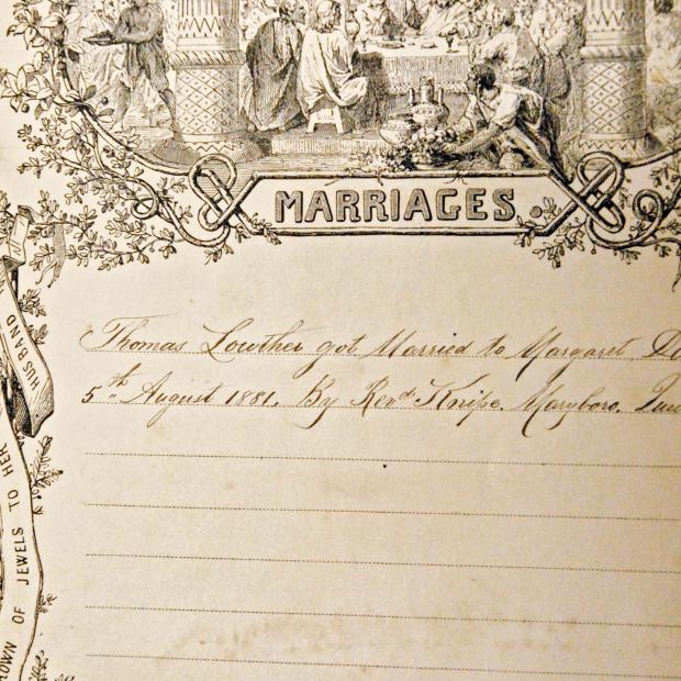 LOWTHER Thomas born 1850 & Margaret DIVER born 1859 married 1881