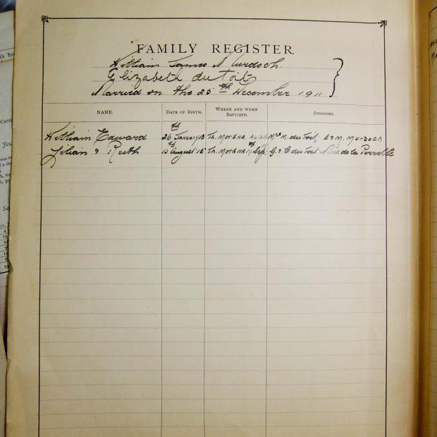 MURDOCH William James and Elizabeth DU TOIT, married 1911