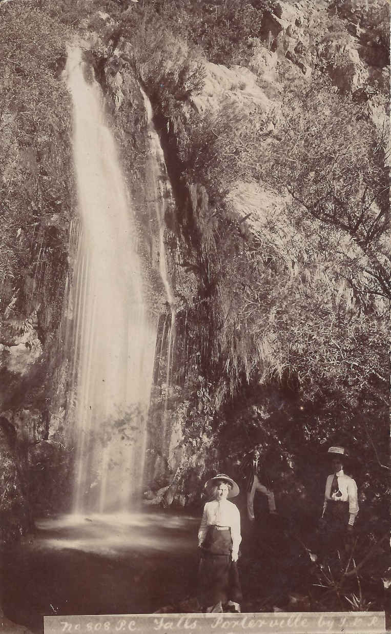 The Waterfalls, Porterville, Cape Colony, postal cancellation 1912