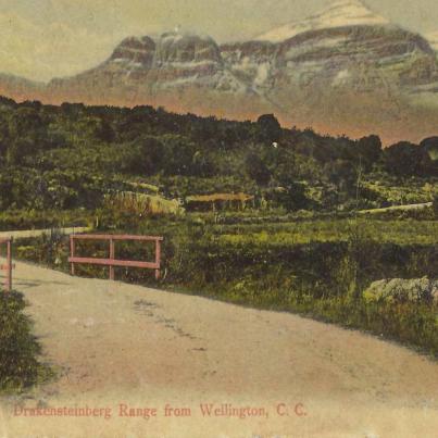 Drakensteinberg Range from Wellington, Cape Colony, postal cancellation 1911
