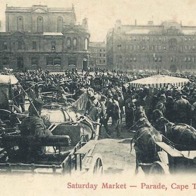 Saturday Market Grand Parade Cape Town, postal cancellation 1903