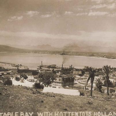 Table Bay with Hottentots Holland Mt (mountain) CT