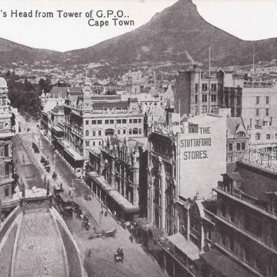 Lion's Head from tower of G.P.O (Geeral Post Office) Cape Town