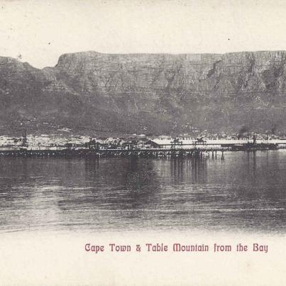 Cape Town and Table Mountain from the Bay, postal cancellation 1906