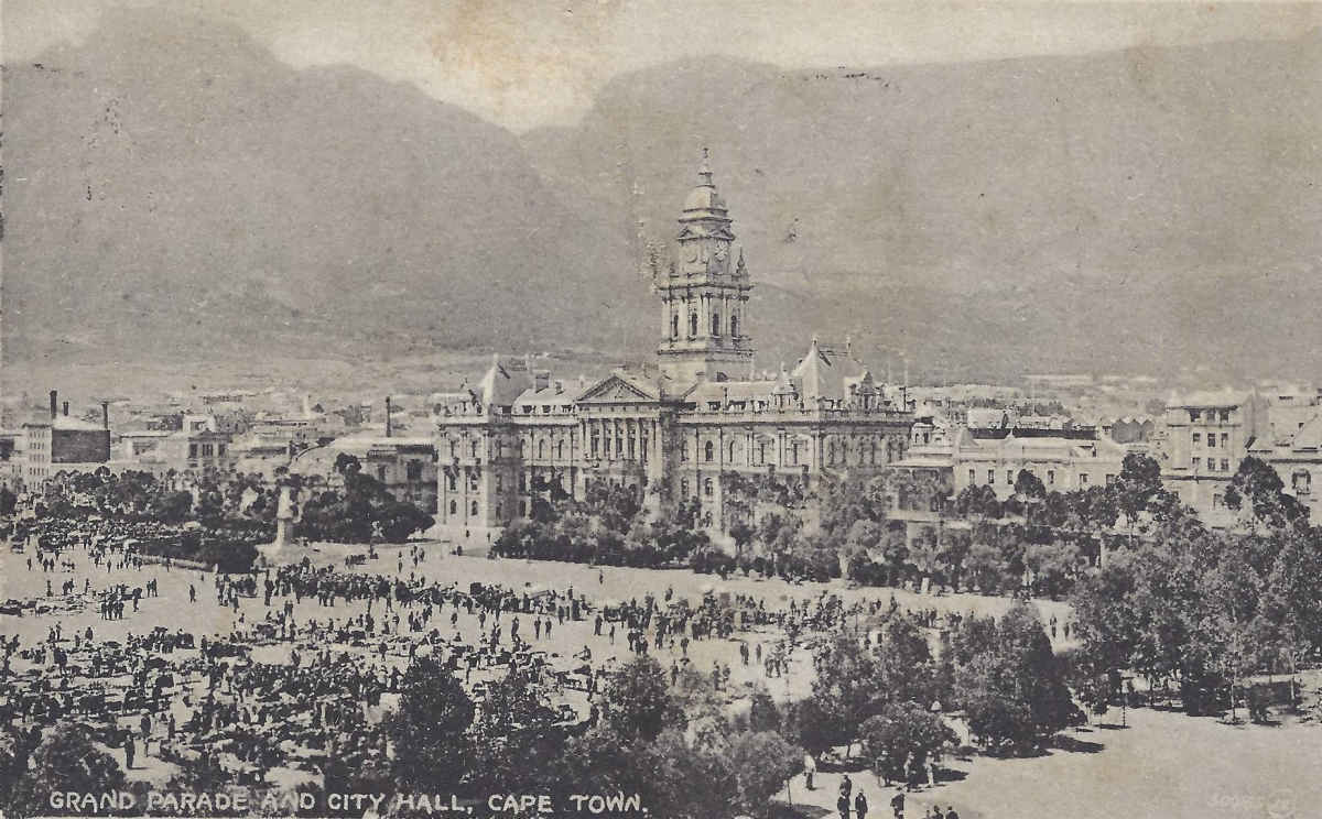 Grand Parade and City Hall, Cape Town postal cancellation 1924