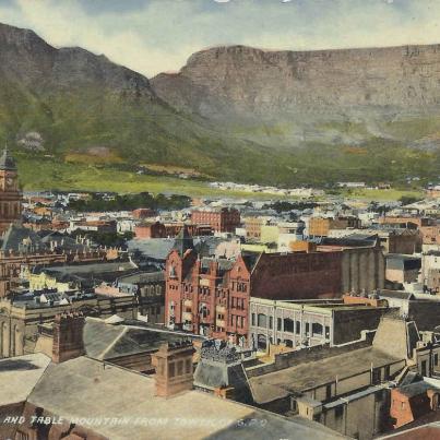 Cape Town and Table Mountain from tower of G.P.O General Post Office, postal cancellation 1912
