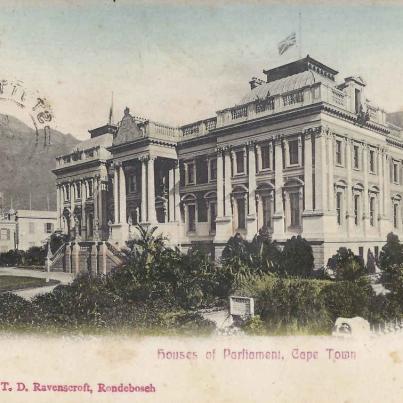 Houses of Parliament, Cape Town, postal cancellation 1906