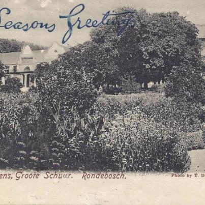 Gardens Groote Schuur Rondebosch, postal cancellation 1906