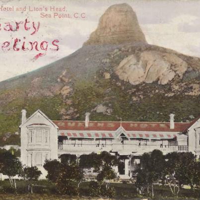 Queen's Hotel and Lion's Head, Sea Point, postal cancellation 1917