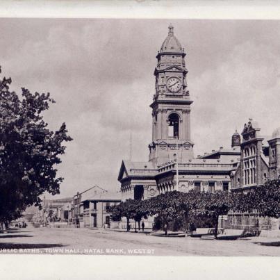 Natal, Public Baths, Town Hall, Natal Bank, West St, Durban