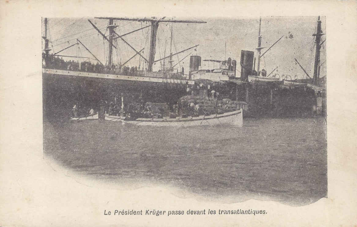 Pres. Paul Kruger going in to exile, about to board the boat at Lorenco Marques