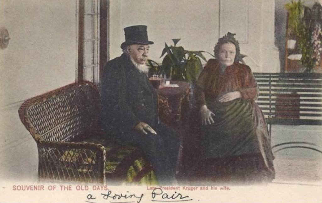 Souvenir of the old days, the late President Paul Kruger and his wife