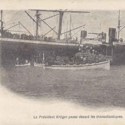 Pres. Paul Kruger going in to exile, about to board the boat at Lorenco Marques