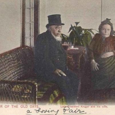 Souvenir of the old days, the late President Paul Kruger and his wife
