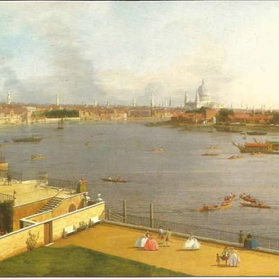 London, The Thames and St Paul's Cathedral by Giovanni Antonio Canal (1697-1768)