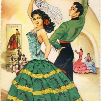 SPANISH dancer in green dress
