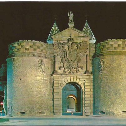 Toledo, Gate of Bisagra illuminated