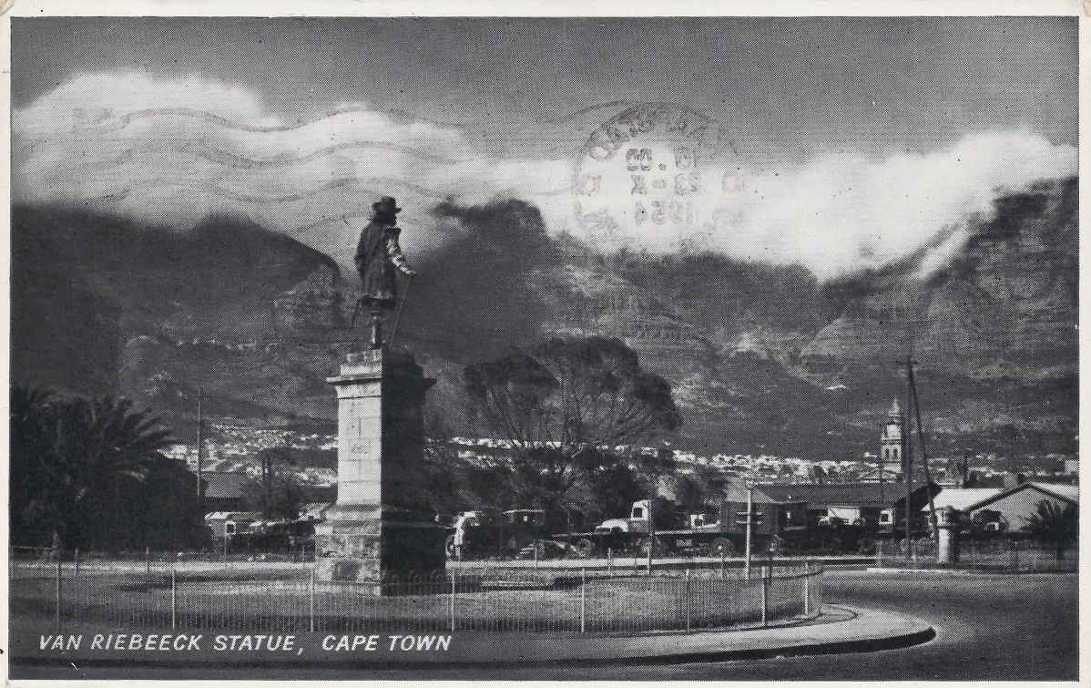 Van Riebeeck statue Cape Town, postal cancellation 1954