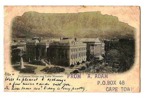 Cape Town parliament and Table Mountain 1907
