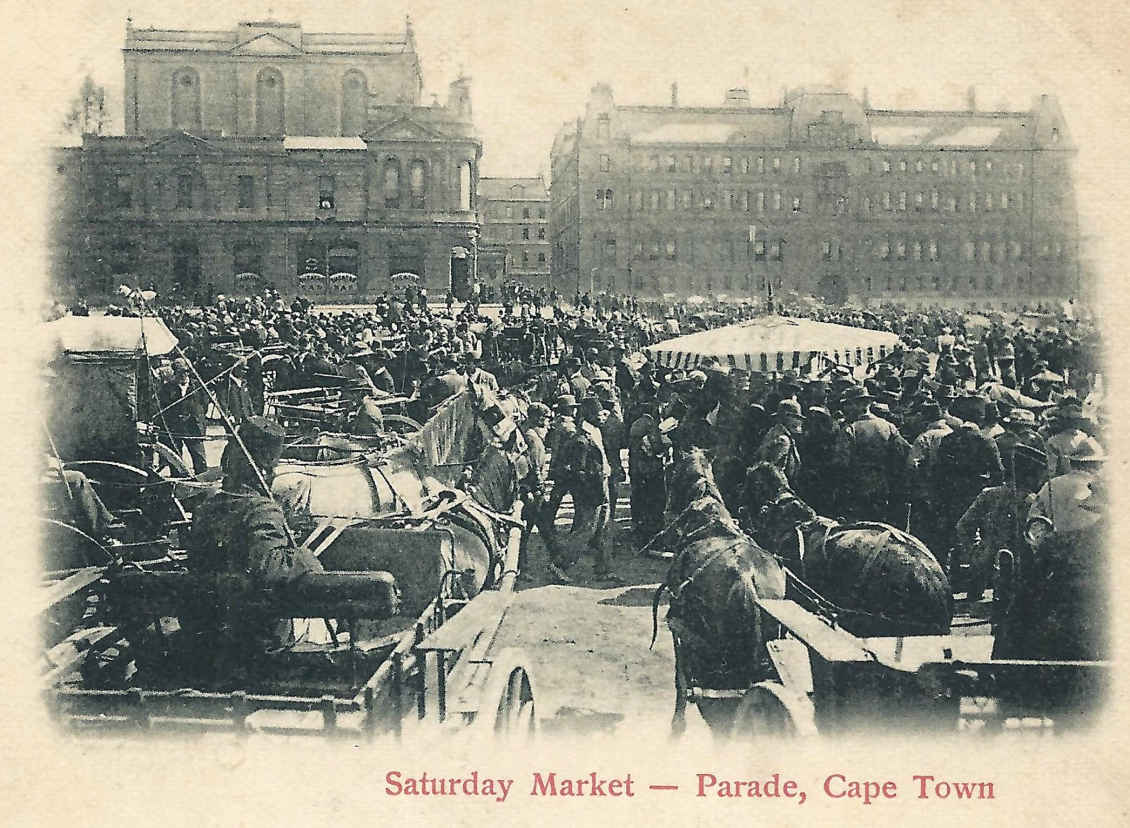 Saturday Market Grand Parade Cape Town, postal cancellation 1903