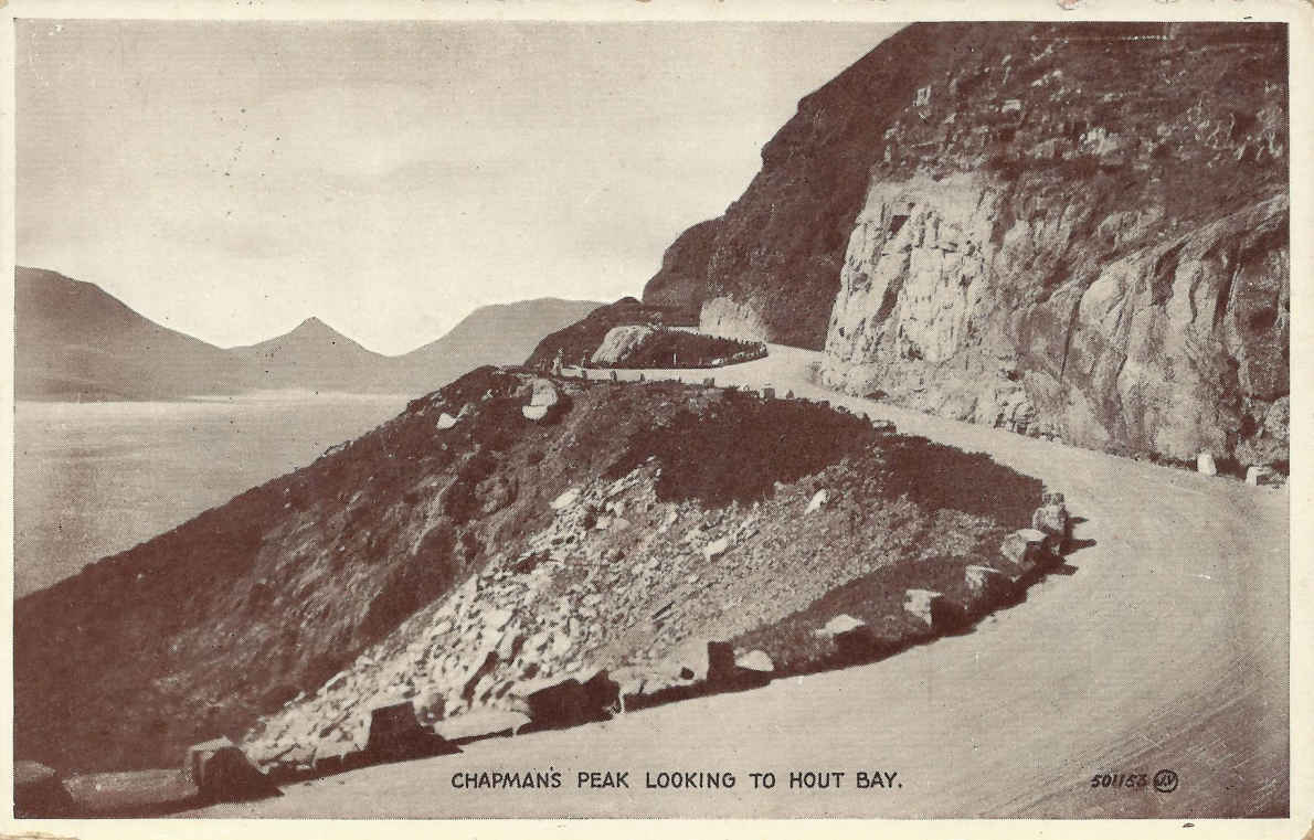 Champman's Peak, looking to Hout Bay, postal cancellation 1942