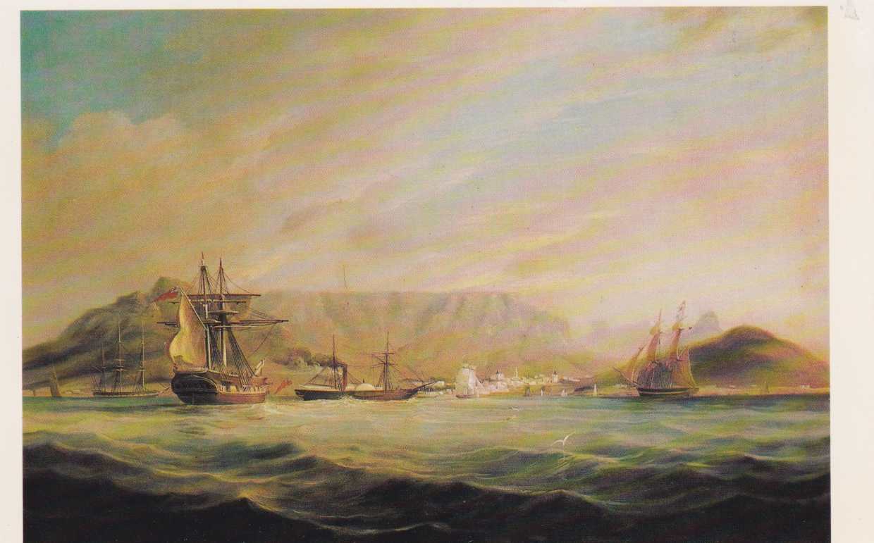 Table Bay and Table Mountain painted by John Williams Baines (1820-1875), Greetings Card