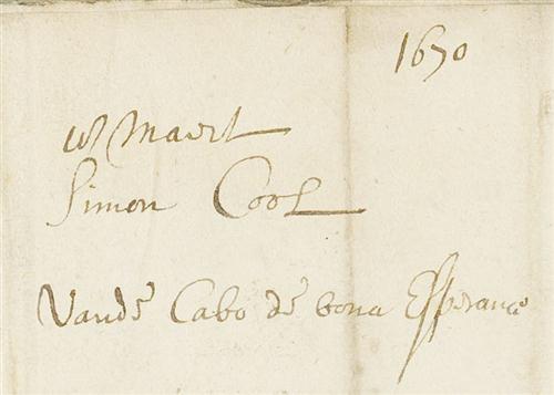 Envelope of letter by Simon Cool to Classis Amsterdam dated 18 March 1670: sender